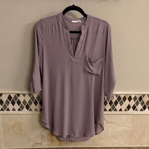All in Favor Lavender Blouse with Pocket